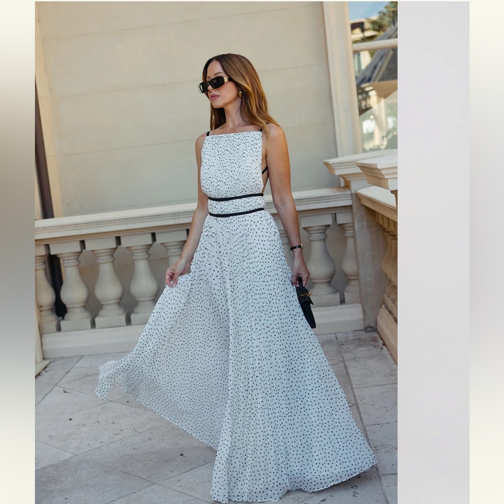 Meshki Clarisse Pleated Maxi Dress - Polka Dot Size Small NWT